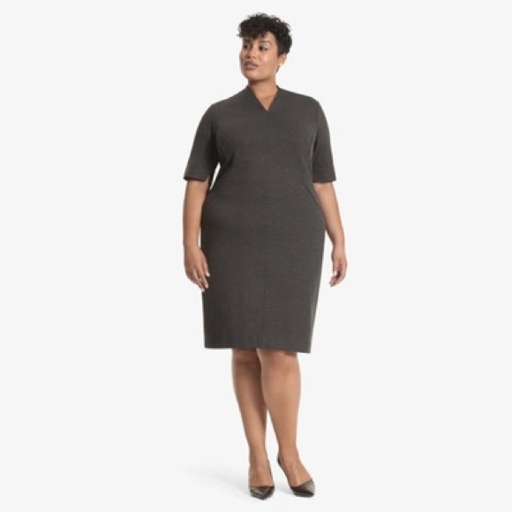 NWT MM Lafleur Heidi dress textured ponte charcoal sz 24